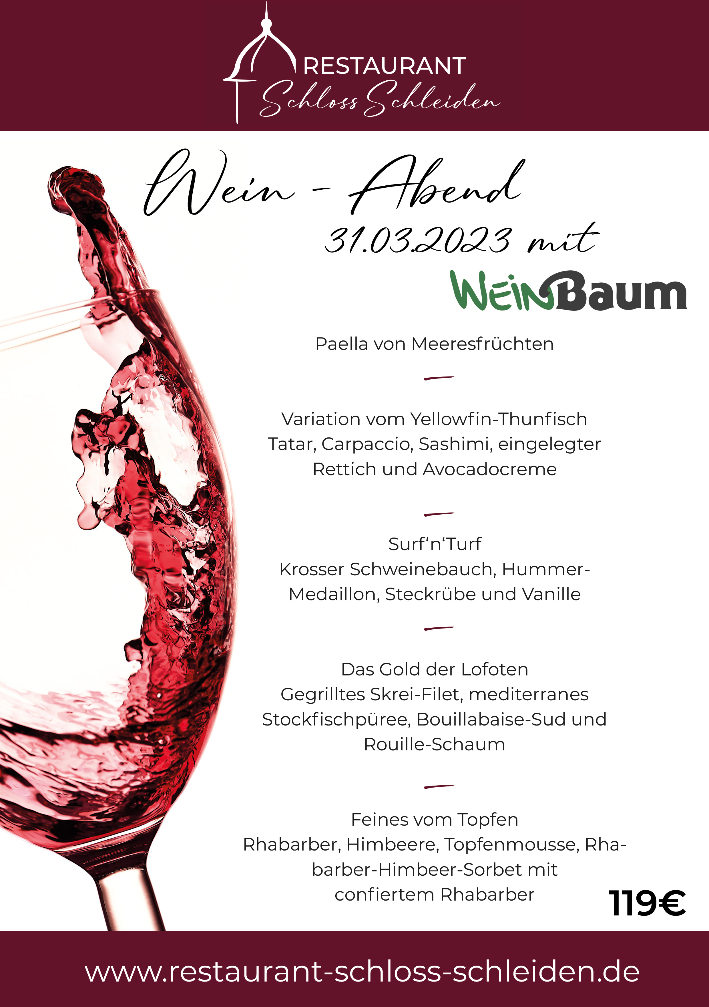 Restaurant Schloss Schleiden Weinmenü